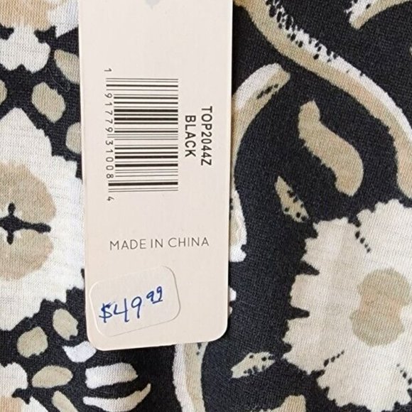 Simply Noelle Size XXL Womens Tunic Top Floral Geometric 3/4 Sleeve Shirt NWT - Picture 4 of 7